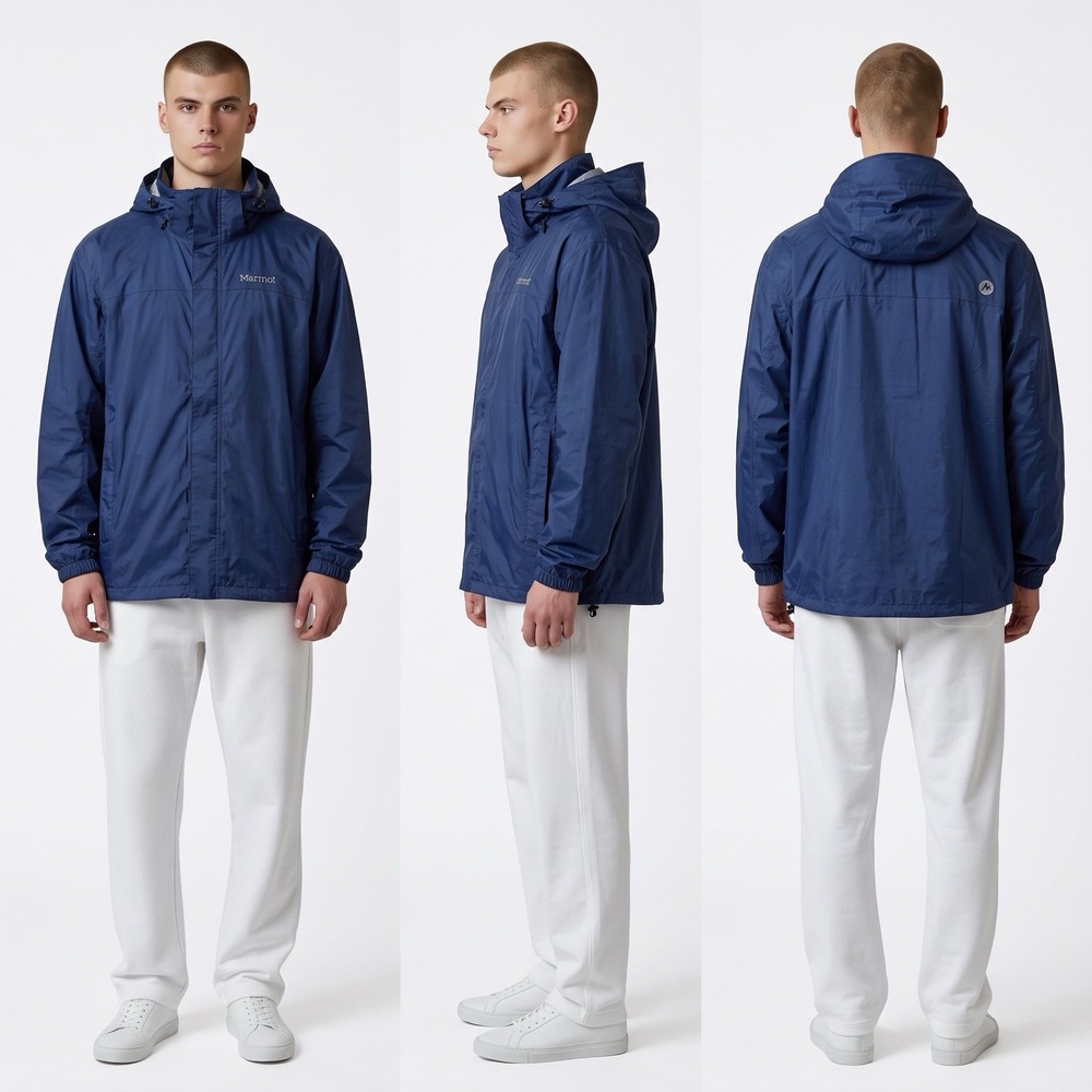 Marmot Mens PreCip Eco Rain Jacket 3X Navy Blue Waterproof Nylon Hooded Full Zip